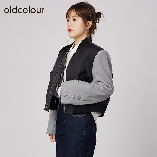 oldcolour2021秋商场同款垫肩气场拉链开衫休闲夹克外套N32041218 商品图1