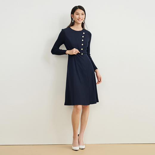EITIE爱特爱冬季圆领收腰显瘦通勤连衣裙6807531（注意要干洗） 商品图9