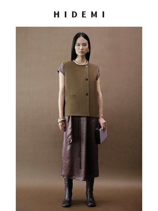 HIDEMI 波纹微褶醋酸绑带设计感连衣裙 商品图13