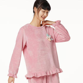 都市丽人生活家居女士特价法兰绒套装双面法兰绒厚家居服长袖睡衣LH22J2