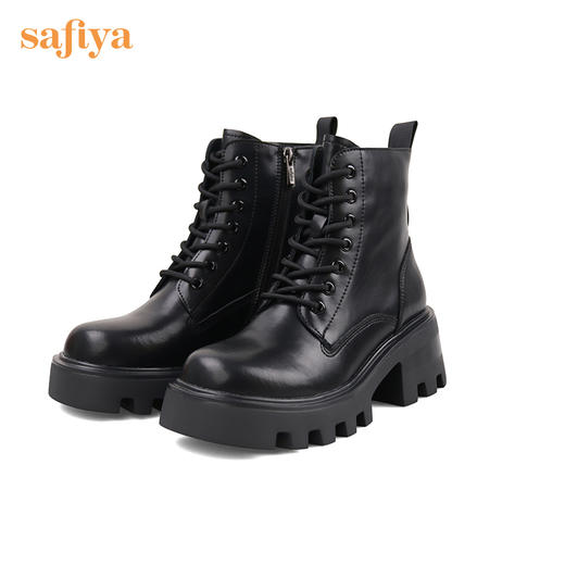 【春节不打烊】Safiya/索菲娅2022冬季新款短靴英伦风厚底高帮工装机车马丁靴女 SF24116070 商品图9