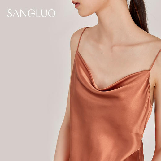 SANGLUO睡裙法式荡领吊带长裙Slipdress桑蚕丝礼服裙外穿 商品图1
