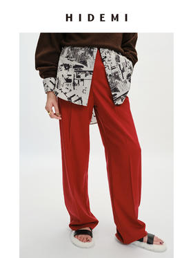 HIDEMI 浪漫冬日亮色系厚款阔腿裤