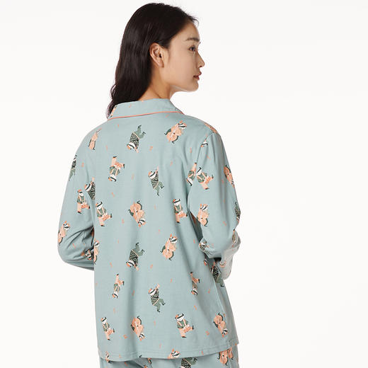 都市丽人好睡好眠女士特价棉质套装26支CVC单面薄家居服长袖睡衣LH21M2 商品图2