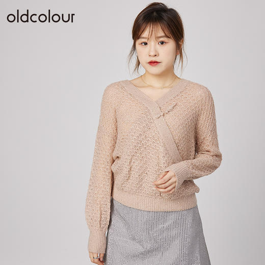 oldcolour2021秋商场同款气质甜美宽松简约针织衫女N32052234 商品图2