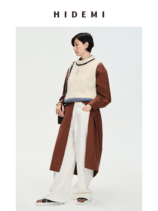 HIDEMI 圈圈纱加厚款趣味设计感拼色圆领马夹 商品图1