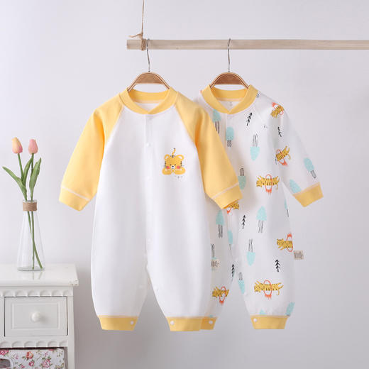 【无骨裸穿 平滑舒适】宝宝秋季衣服新生儿A类全棉婴儿连体衣秋装长袖爬服幼童爬服 商品图1