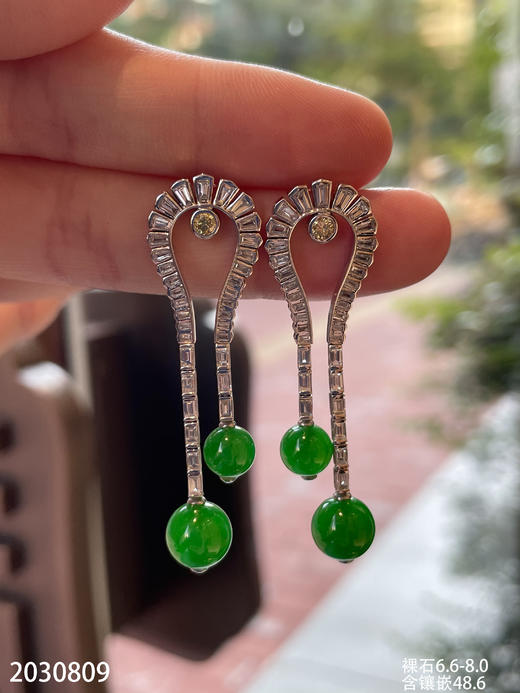 冰艳绿珠子耳坠【2030809】具体价格微信咨询 商品图5