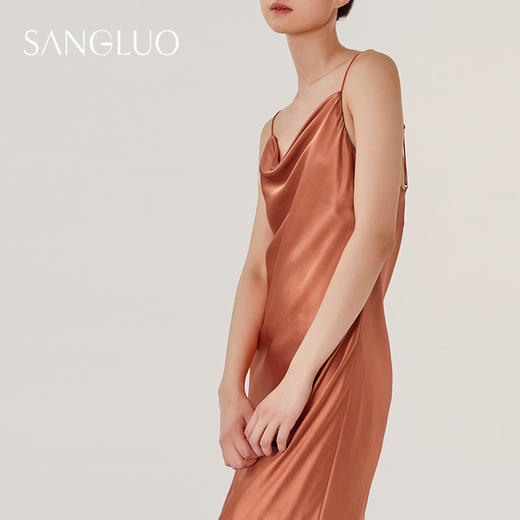 SANGLUO睡裙法式荡领吊带长裙Slipdress桑蚕丝礼服裙外穿 商品图3