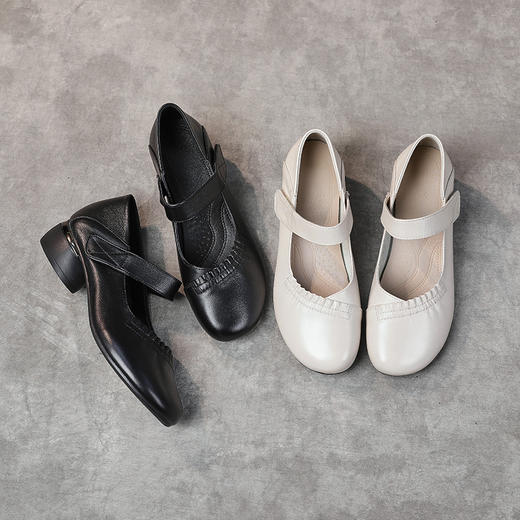 2022牛皮女鞋简约单鞋四季女皮鞋中跟工作鞋休闲鞋 MLD2199 商品图4