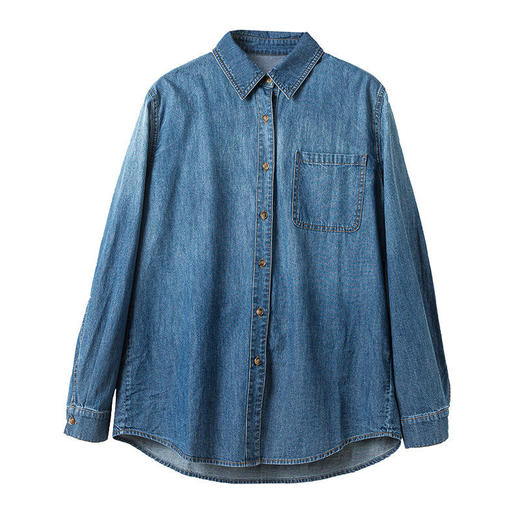 复古港味牛仔衬衫外套女秋冬百搭设计感小众长袖宽松衬衣别致上衣XG-62069 商品图4