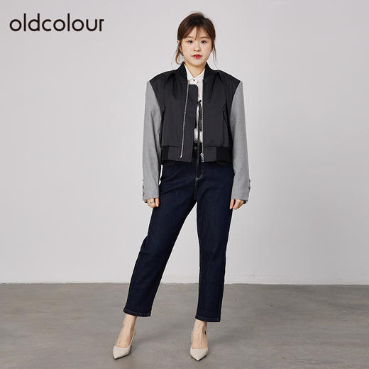 oldcolour2021秋商场同款垫肩气场拉链开衫休闲夹克外套N32041218 商品图2
