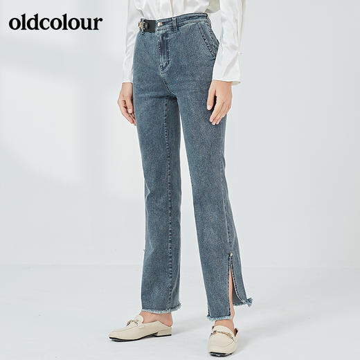 oldcolour2021秋季商场同款时尚潮流水洗牛仔裤女N32113204 商品图0