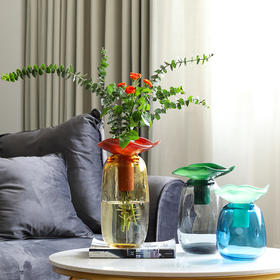 荷叶组合玻璃花瓶