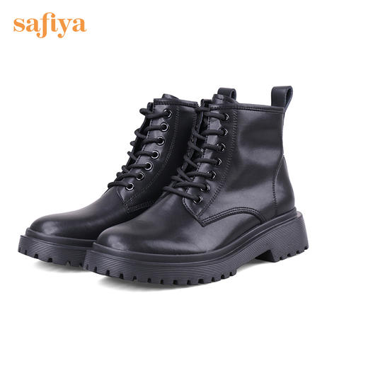 【春节不打烊】Safiya/索菲娅  马丁靴2022冬季新潮英伦风厚底增高侧拉链机车皮靴 SF24116023 商品图9