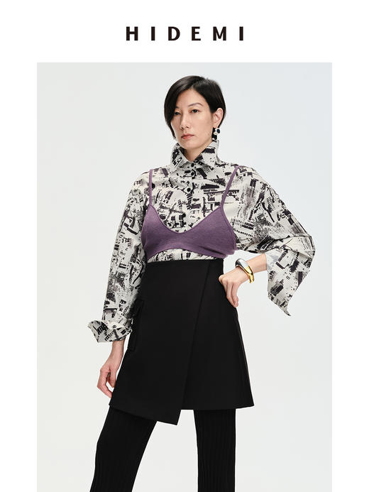 HIDEMI “我们做印花”城市剪影水洗棉廓形衬衫 商品图4