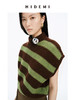 HIDEMI 美利奴羊毛粗花针斜条纹立领廓形落肩马夹 菠萝绿/香芋紫 商品缩略图3