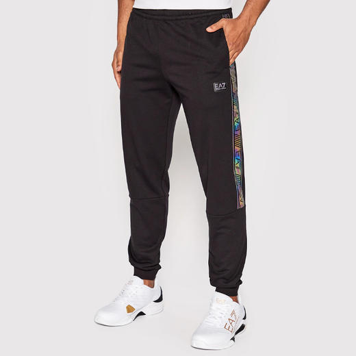 EMPORIO ARMANI EA7 阿玛尼 男士棉质字母徽标印花休闲运动裤 黑色 6LPP76 PJ05Z 1200 商品图1