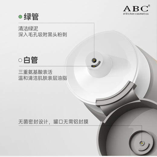【美妆饰品】ABC氨基酸双管泥膜洗面奶清洁控油毛孔保湿洁面乳男女士通用 商品图1