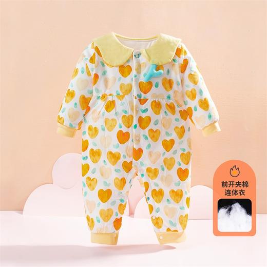 贝贝怡童装秋冬夹棉保暖女宝可爱前开连体衣新生儿外出服224L2012 商品图5