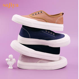 【反季清仓】Safiya/索菲娅 2022秋季新款懒人一脚蹬休闲百搭帆布鞋 SF23112213
