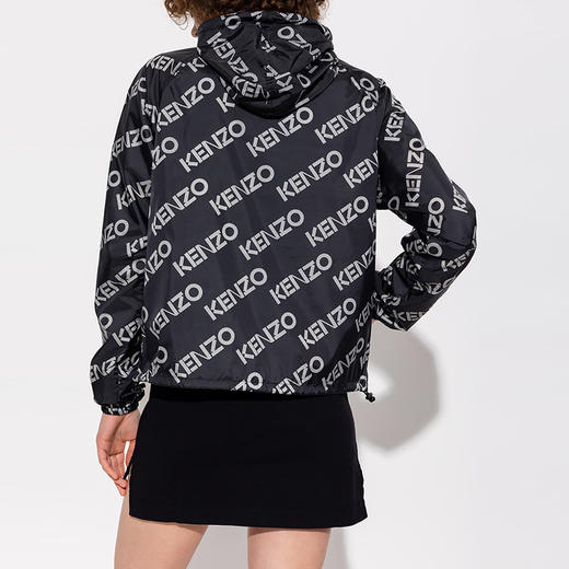 KENZO 高田贤三 女士尼龙字母徽标印花拉链连帽外套 黑色 FC62 BL167 9L0 99J 商品图2