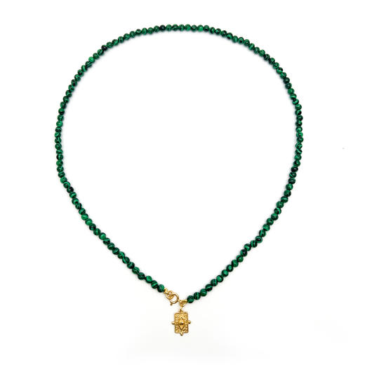 订购7周到｜Barbóra-Eye-孔雀石 眼睛金币 项链［希腊设计师] 商品图1