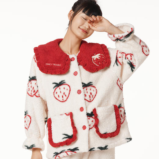 都市丽人生活家居女士长毛绒套装长毛绒厚家居服长袖睡衣LH21L0 商品图0