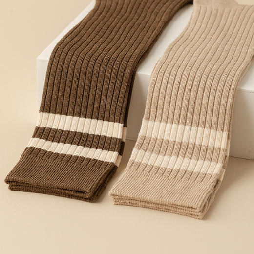 洁丽雅内衣秋上新2/3双装双杠高筒及膝袜美腿塑形学院风少女风ins女袜子 商品图2