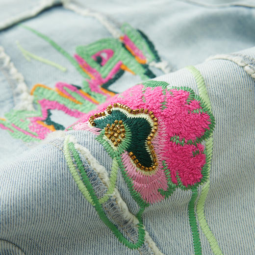 MIIDII谜底牛仔裤女2022新款舒适柔软天丝棉刺绣长裤女 商品图3