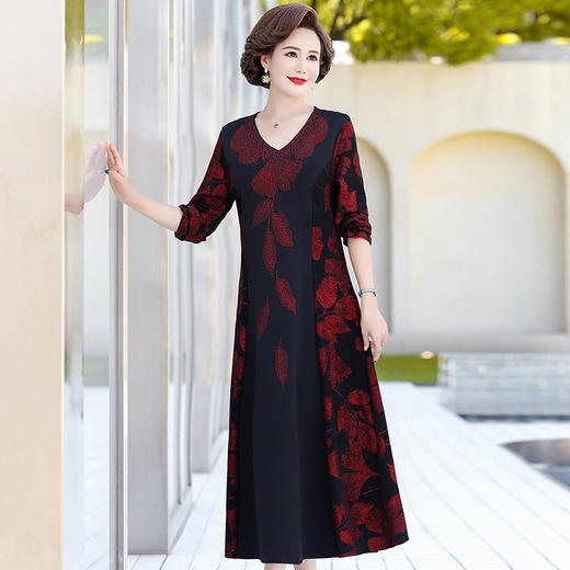 YCE A181-9802妈妈装连衣裙春秋洋气裙 商品图0