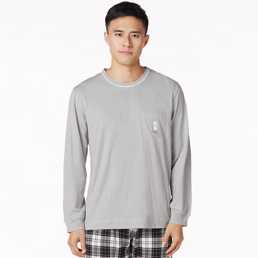 都市丽人都市锋尚舒适外出男士正价棉质长袖套装无尘棉单面薄家居服长袖睡衣FH20A7 商品图0