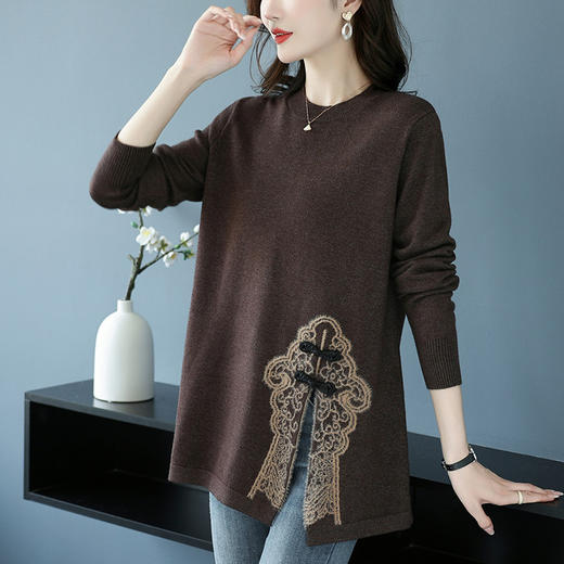 中长款开叉毛衣，新款秋冬装宽松内搭上衣针织打底衫CC-56-2273 商品图5