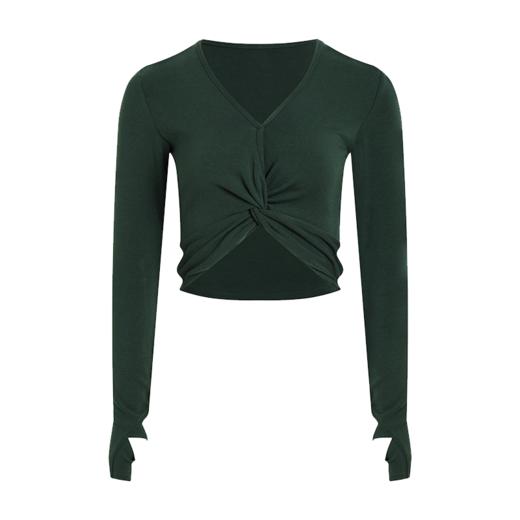 L RECNAVA V领扭结显高显瘦带指扣长袖针织上衣-不带胸垫 商品图7