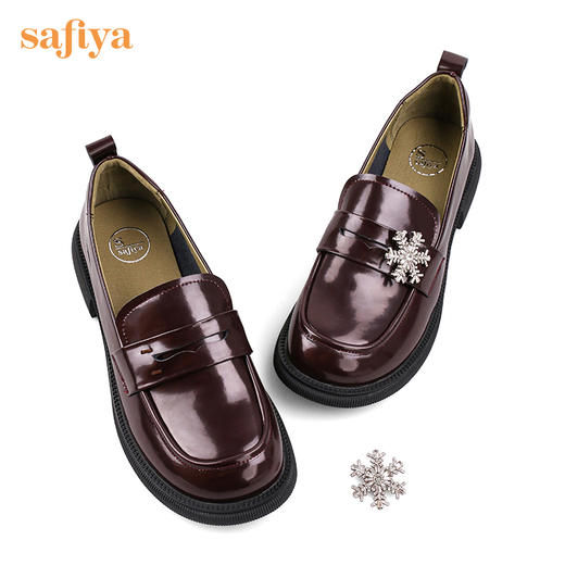 Safiya/索菲娅 2022秋季新款小众感复古学院风雪花饰扣乐福鞋 SF23112019 商品图8