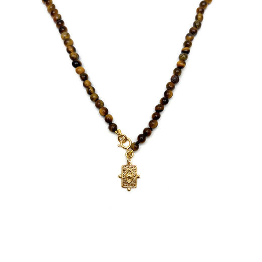 订购7周到｜Barbóra-Eye-虎眼石 眼睛金币 项链［希腊设计师] 商品图0