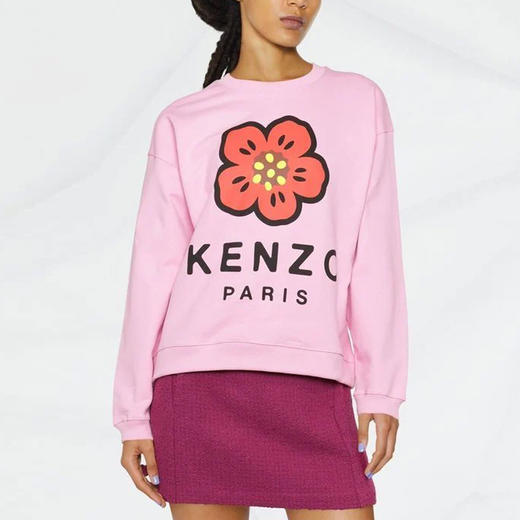 KENZO 高田贤三 女士棉质字母花徽标印花圆领长袖卫衣 粉色 FC62 SW011 4ME 30 商品图1