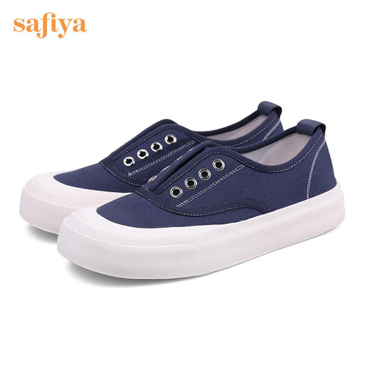 【反季清仓】Safiya/索菲娅 2022秋季新款懒人一脚蹬休闲百搭帆布鞋 SF23112213 商品图6