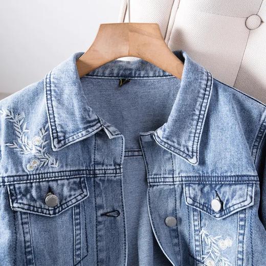 MZ9568胖妹妹秋季新款减龄夹克牛仔外套刺绣显瘦宽松上衣 商品图1