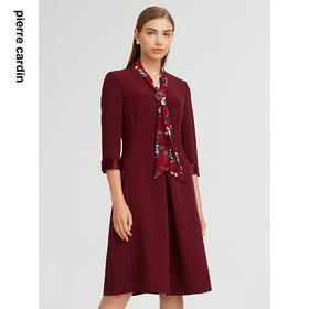 皮尔卡丹女装春秋季新款简约通勤百搭修身多色连衣裙C23DL37
