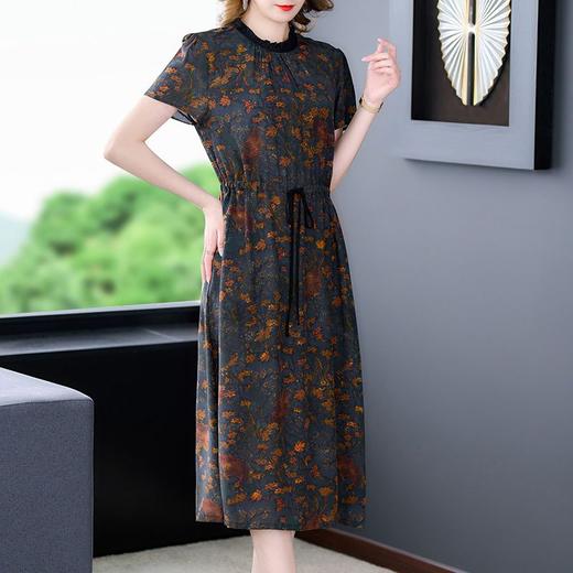 重磅真丝桑蚕丝连衣裙2022新款中年妈妈裙子大牌洋气短袖显瘦dp678 商品图0
