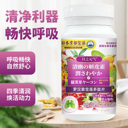 【第二瓶立减20元】 日の元気罗汉果雪莲多肽片 熬夜加班烟酒常伴 雾霾粉尘咳嗽多痰 罗汉果雪莲橘皮养护 秋季清润喉肺 商品图1