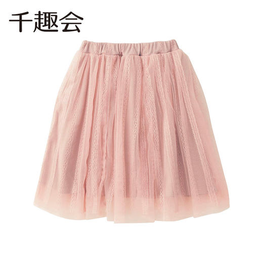 千趣会童装春秋款女童蕾丝花纹网纱半身裙纯棉蓬蓬纱公主裙 商品图3