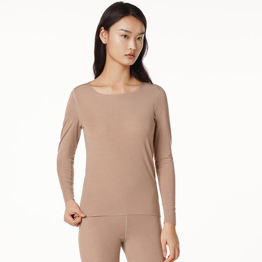 都市丽人轻暖5至15度女士发热纤维套装罗纹随意裁薄套装保暖衣LW21B2 商品图1