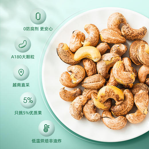 新农哥品质大颗粒A170特大号紫衣腰果500g*2罐坚果 商品图2