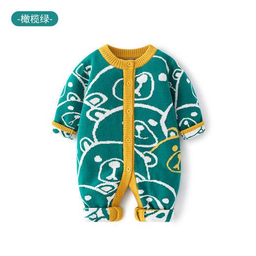 【可爱满熊连体衣 舒适保暖】巴布雨新款纯棉新生儿A类衣服秋冬款针织双层婴儿连体衣宝宝爬服 商品图5