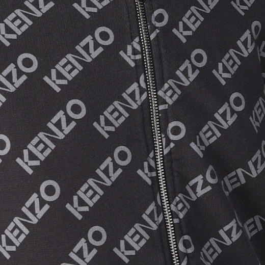 KENZO 高田贤三 女士棉质字母徽标印花拉链长袖卫衣 黑色 FC62 BL700 4MF 99J 商品图3