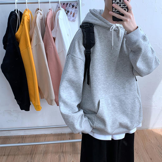 黛唯梵情侣装卫衣男春秋ins潮牌港风连帽纯色上衣宽松潮流百搭学生外套 商品图0