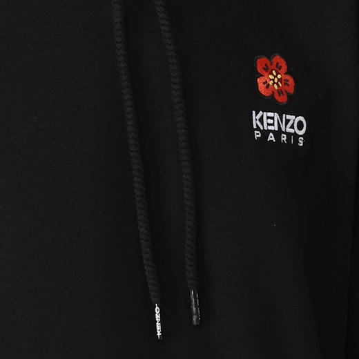 KENZO 高田贤三 女士棉质字母花刺绣徽标抽绳连帽长袖卫衣 黑色 FC62 SW015 4MF 99J 商品图3