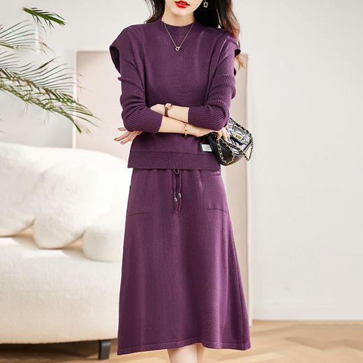 HR WM78879秋装气质毛衣搭配裙子两件套装 商品图2